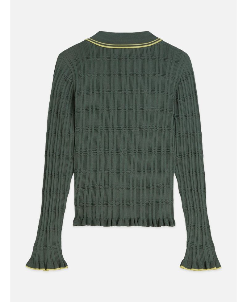 Women's Ripple Stitch Polo-Neck Pullover