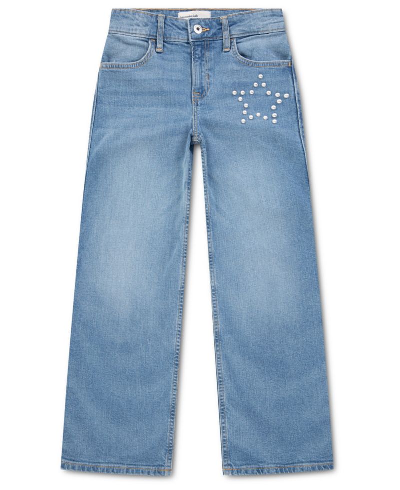 Girls' 5-16 Pearly High-Waisted Wide-Leg Jeans