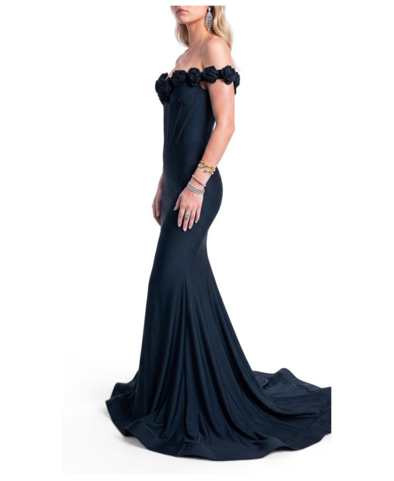 Women's Rosette Off-Shoulder Mermaid Gown