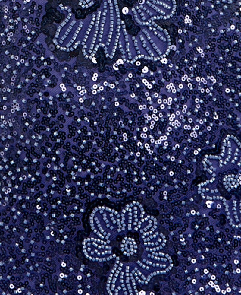 Juniors' Sequin Mini Dress with Floral Beading