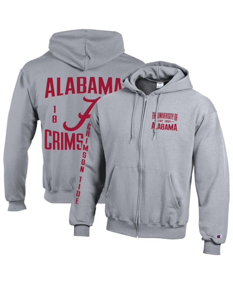 Men's Gray Alabama Crimson Tide Varsity Power blend Full-Zip Fleece Hoodie