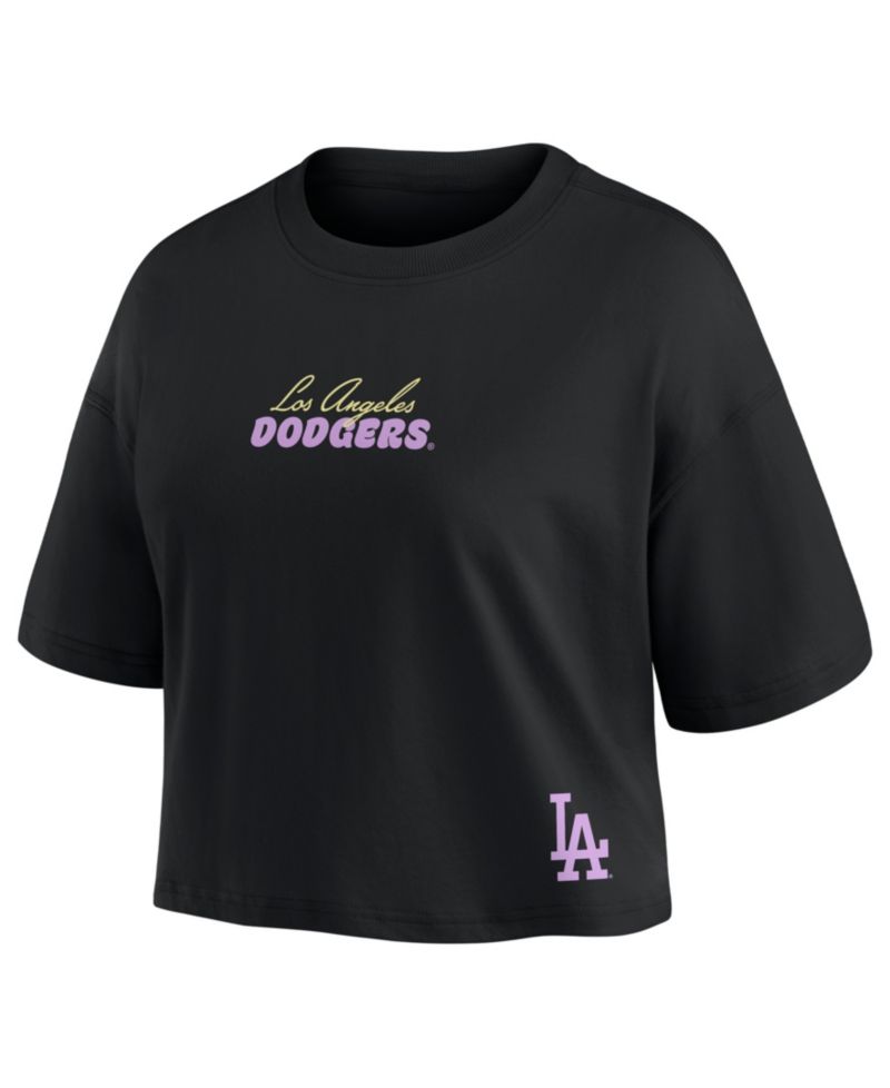 Women's Shohei Ohtani Black Los Angeles Dodgers Name & Number Cropped Top