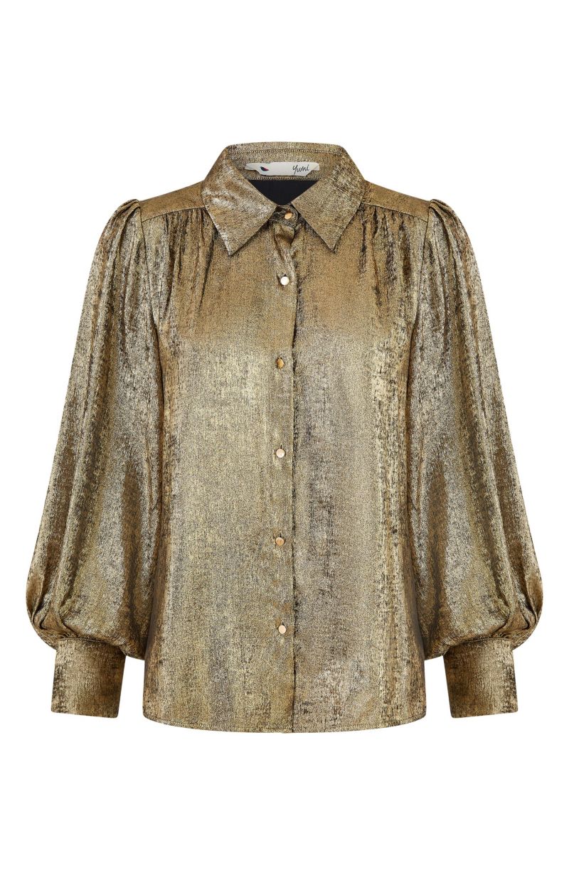 Women's Metallic Relaxed Balloon Sleeve Shirt