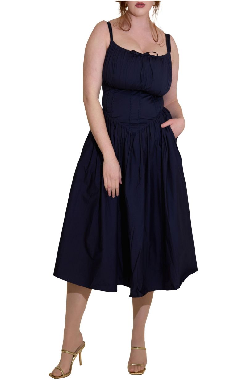 Women's Camille Fuller Bust Cotton Midi Corset Dress