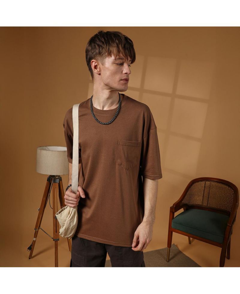 Men's Chocolate Brown Solid Oversized T-Shirt