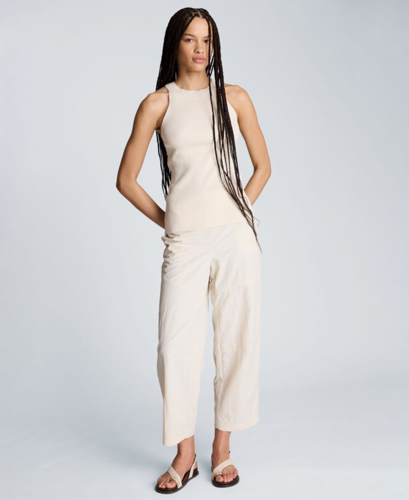 Women's Sleeveless Cotton High Crewneck Tank Top