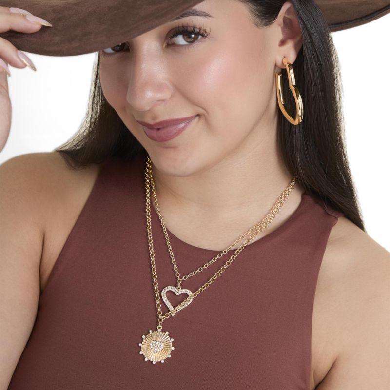 Heart Hoop Earrings for Women - Yellow Gold-Tone Mother's