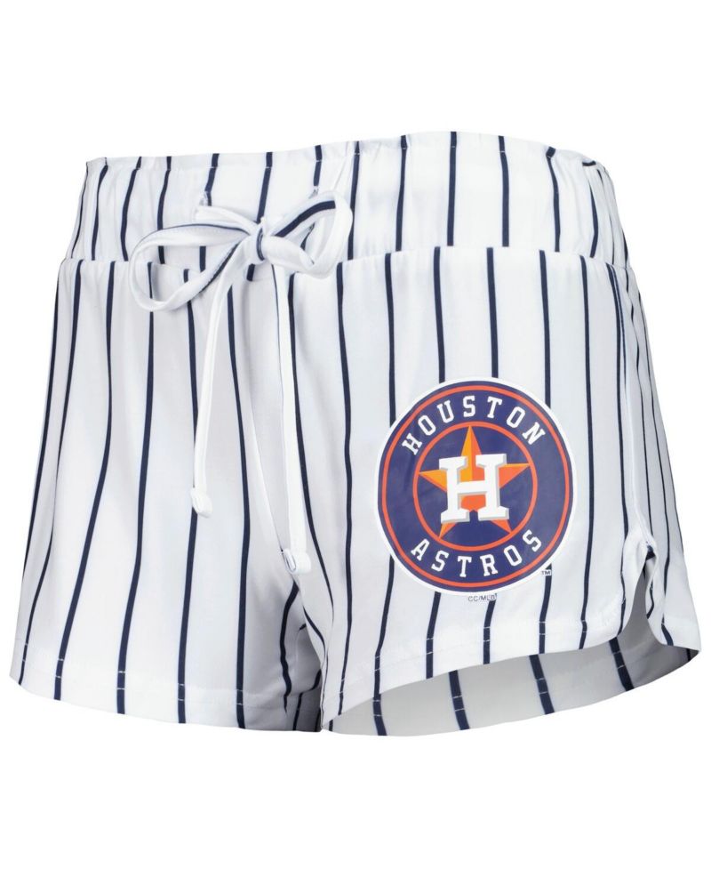 Women's White Houston Astros Reel Pinstripe Tank Top and Shorts Sleep Set