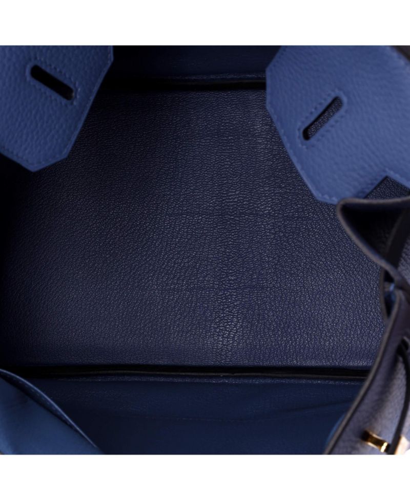Birkin 30 Handbag Blue Clemence with Gold Hardware