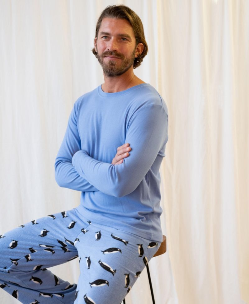Men’s Cotton Top and Fleece Pants Holiday Pajamas