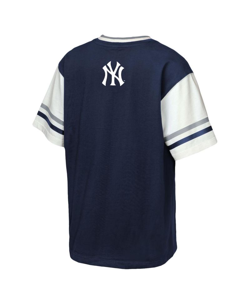 Big Boys and Girls Navy New York Yankees Big League Base Runner Ringer T-Shirt