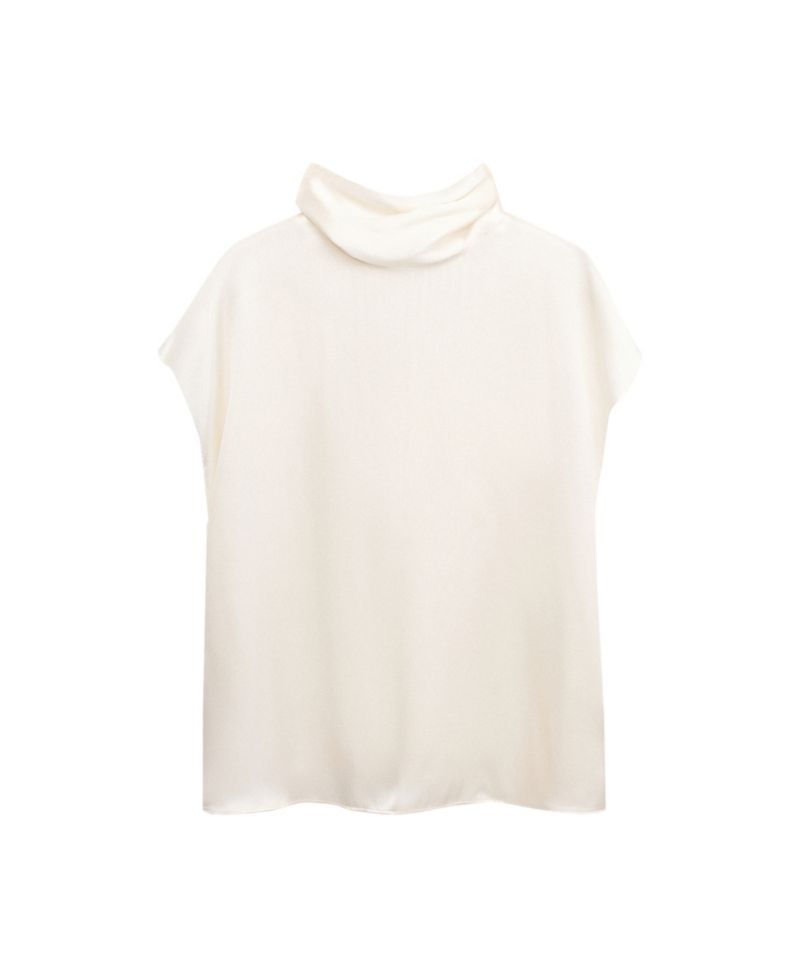 Women's Selection High-Neck Short-Sleeve Silk Blouse
