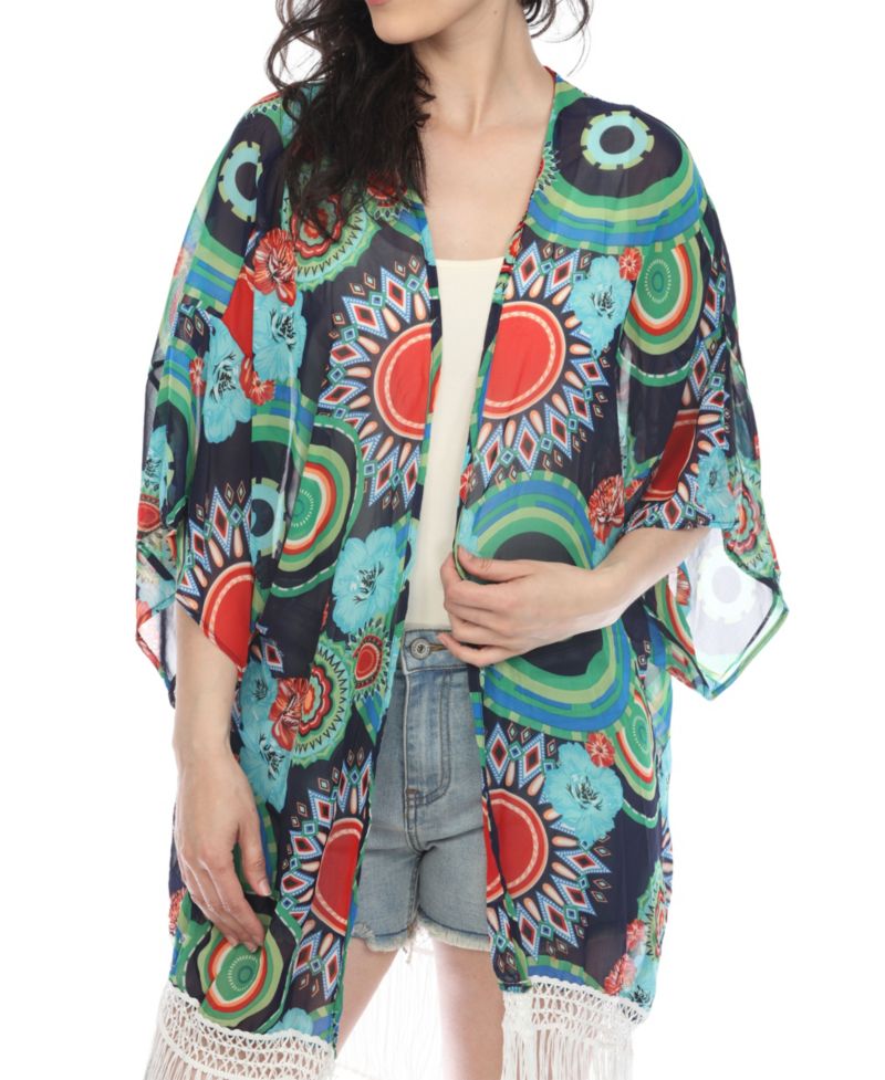 Women's Sheer Fringe Kimono