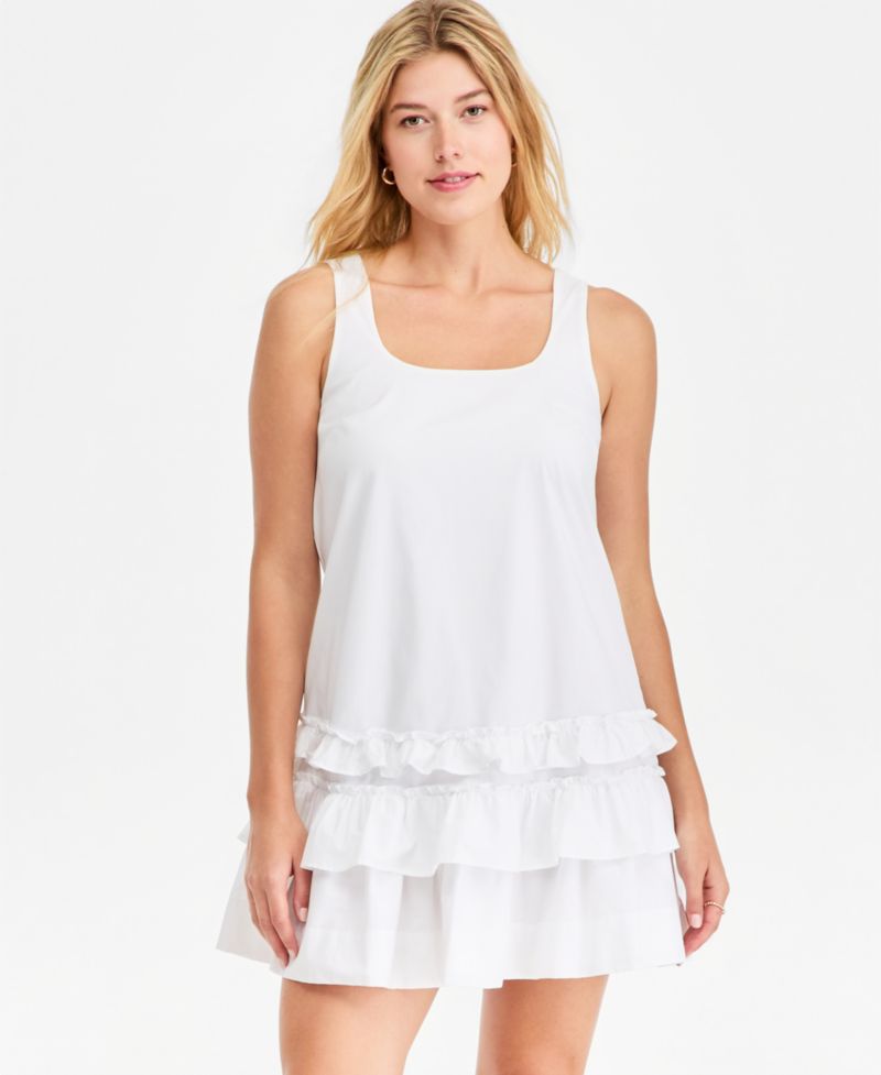 Women's Scoop-Neck Sleeveless Tiered-Ruffle-Hem Dress