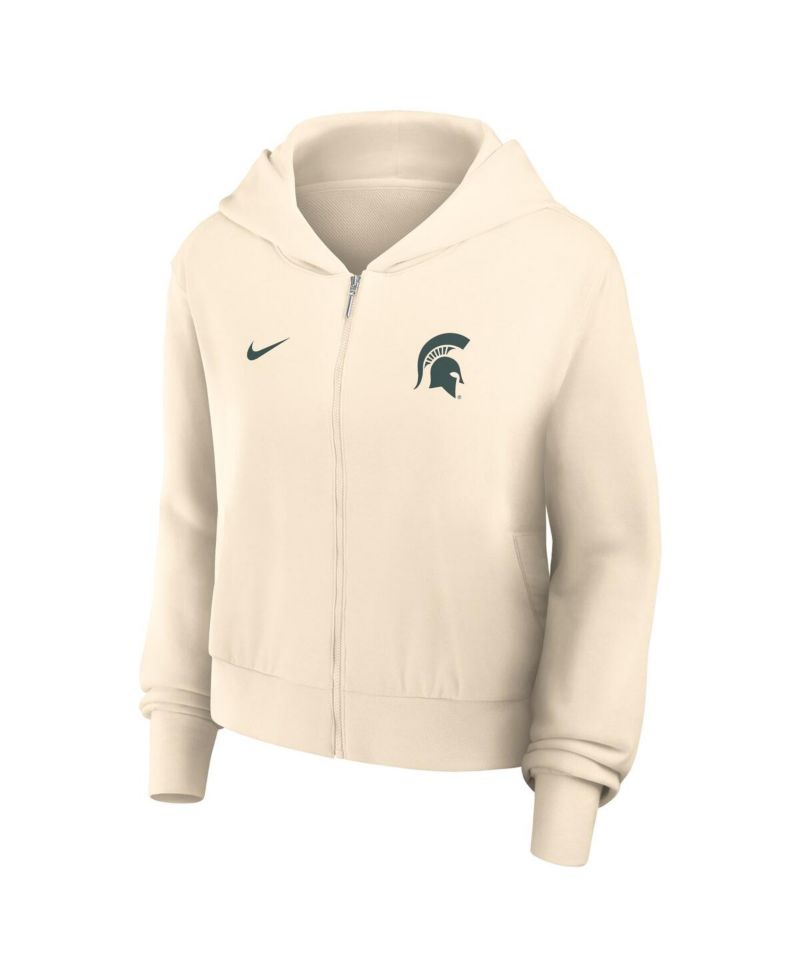 Women's Cream Michigan State Spartans Chill Midi Full-Zip Hoodie