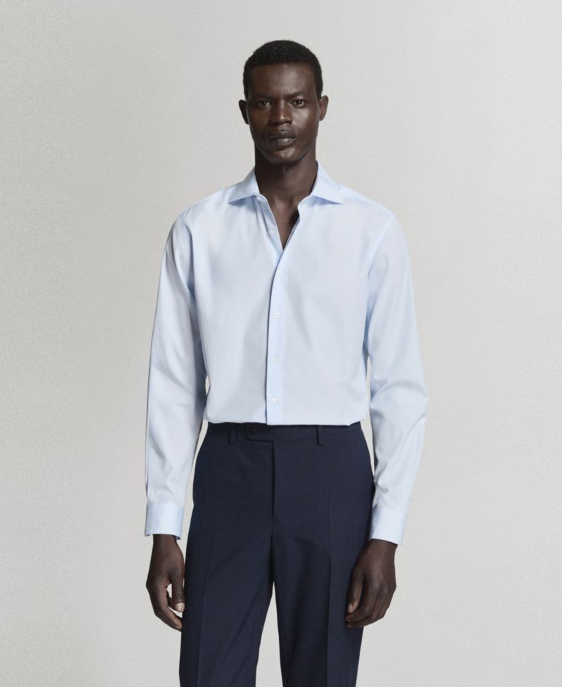 Men's Slim-Fit Cotton Poplin Dress Shirt