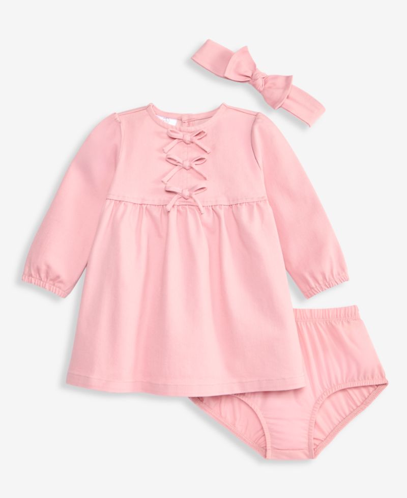Baby Girls' 3M-24M Headband & Dress With Diaper Cover, 3-Piece Set