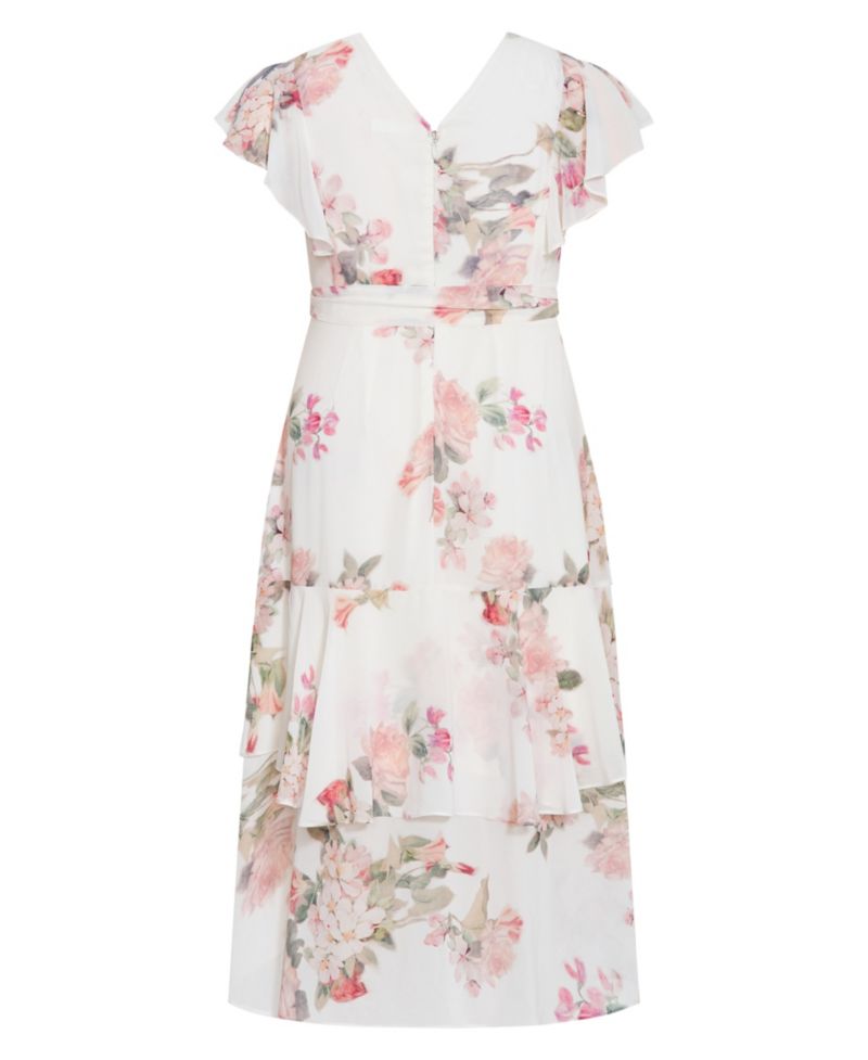 Plus Size Demure V-Neck Floral Maxi Dress