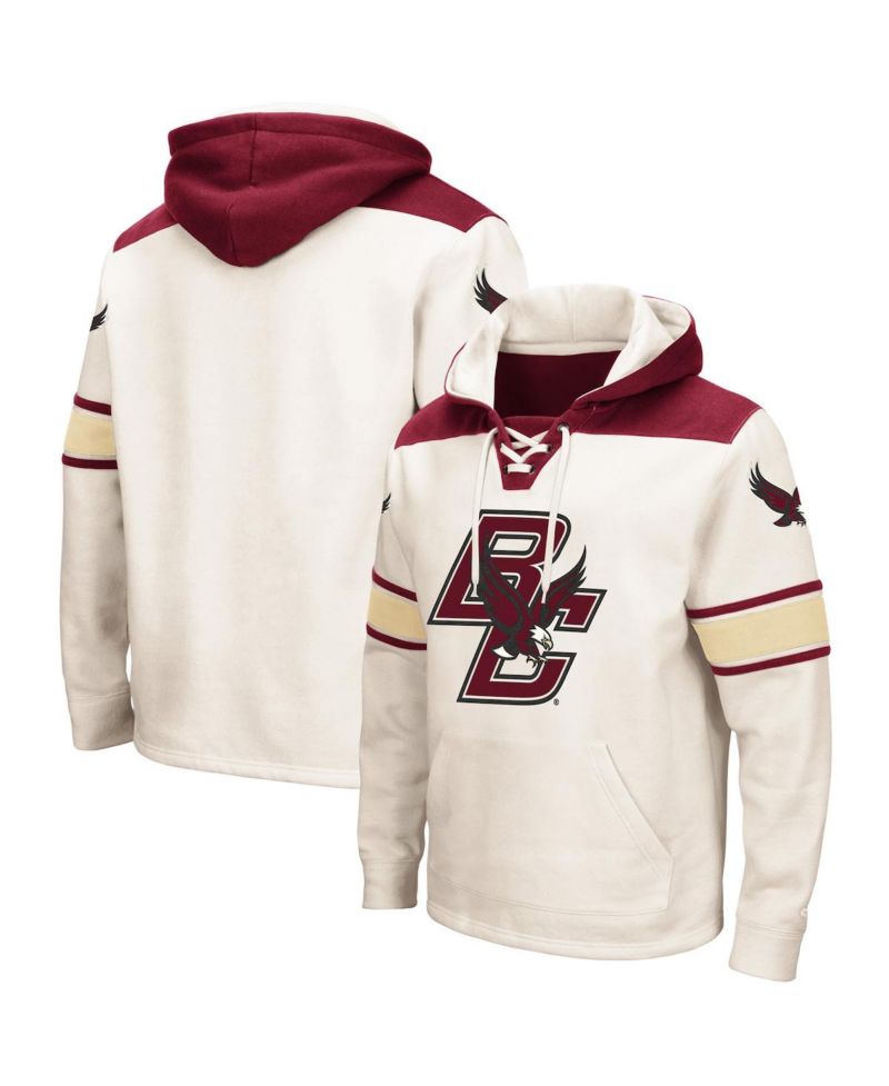 Men's Cream Boston College Eagles 2.0 Lace-Up Pullover Hoodie