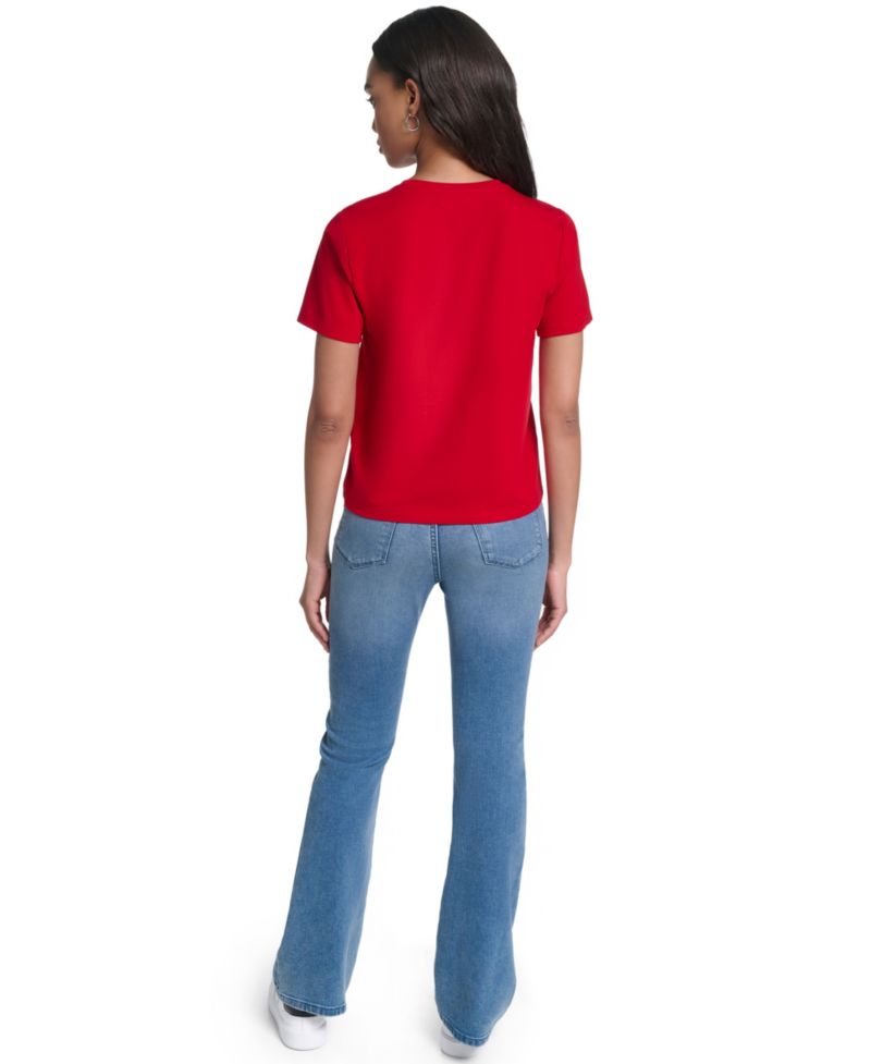 Women's Crystal Bow Rhinestone Short-Sleeve Top
