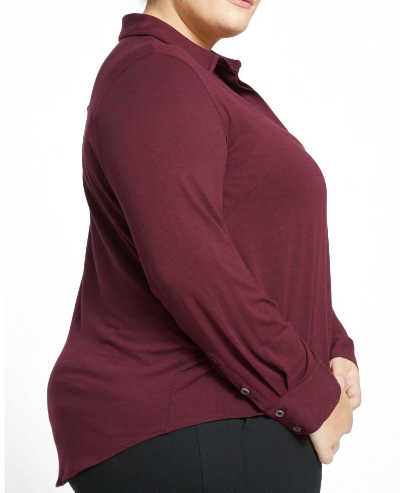 Plus Size Elbe Popover Liquid Jersey Shirt Classic Fit