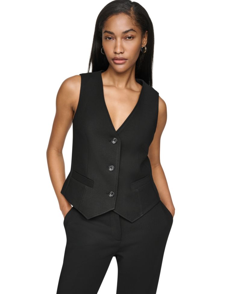 Women's Double Weave V-Neck Fitted Vest