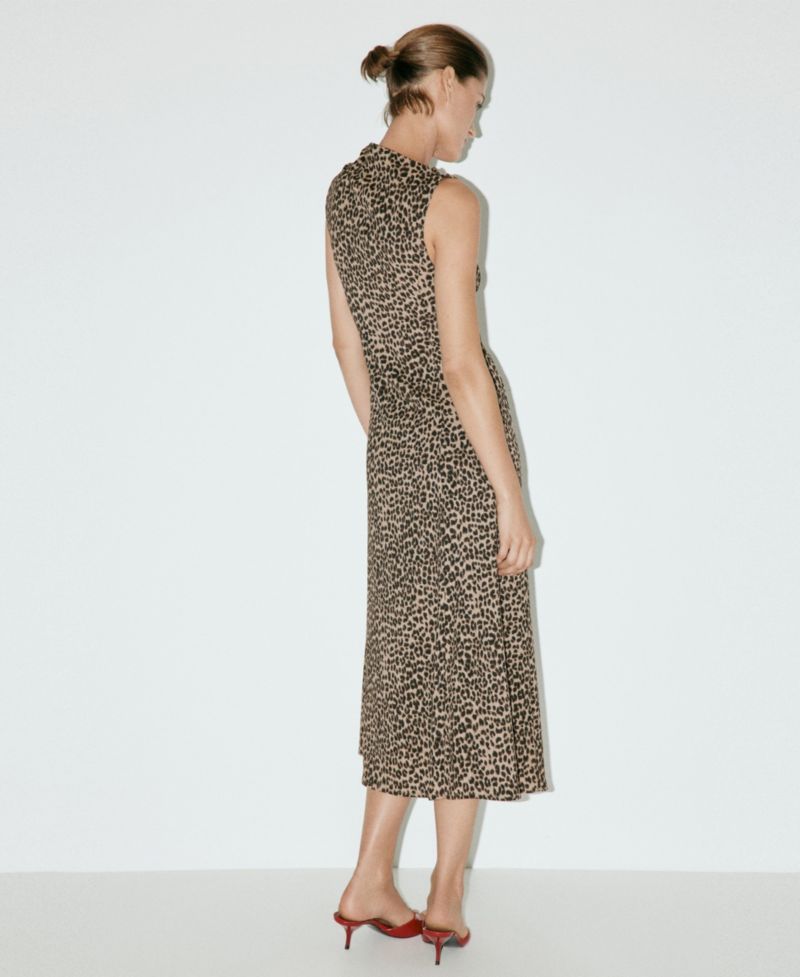 Women's Gathered Details Textured A-Line Midi Dress