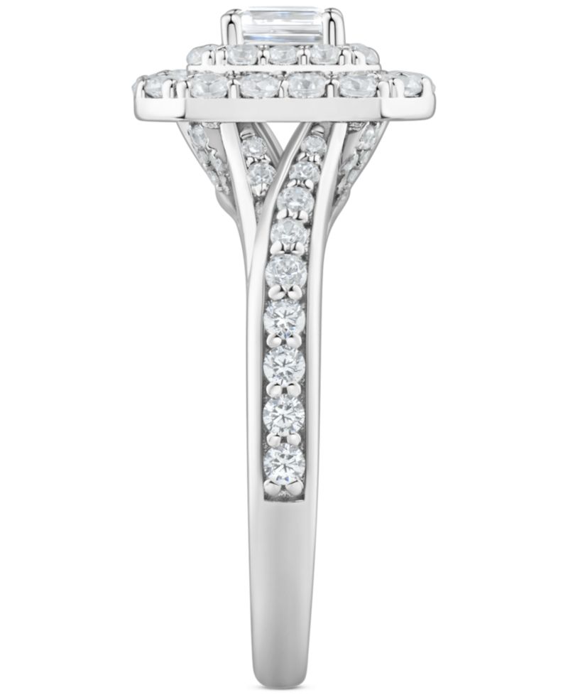 Diamond Emerald-Cut Double Halo Engagement Ring (1 ct. t.w.) in 14k White Gold