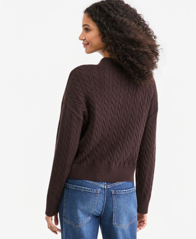 Women's Cable-Knit 3 Button V-Neck Cardigan