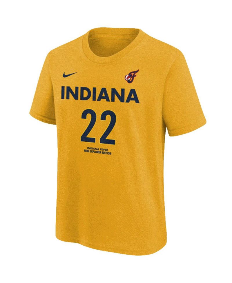Big Boys and Girls Caitlin Clark Gold Indiana Fever Name & Number T-Shirt