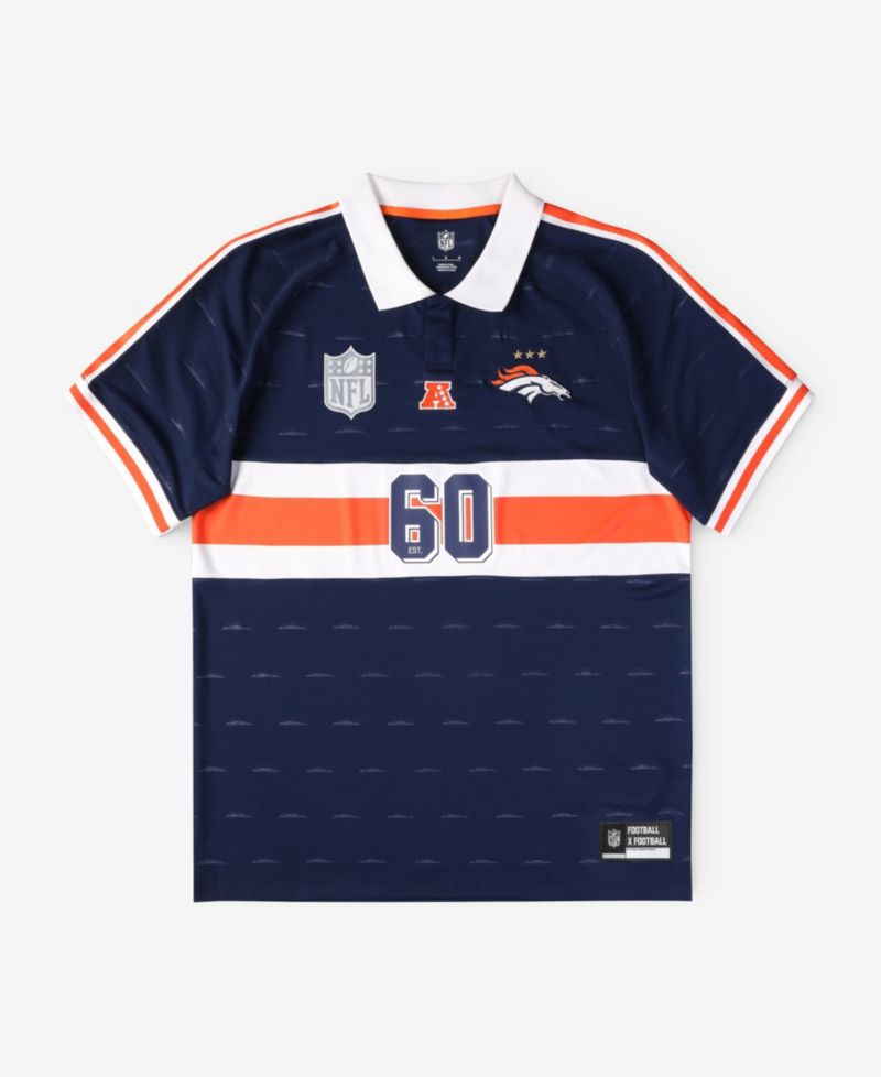 Big Boys and Girls Navy Denver Broncos Football x Football Collared Fan Jersey