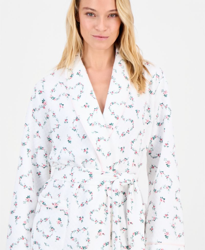 Women's Solid Quilted Belted Robe