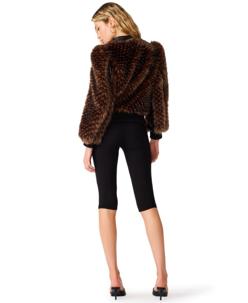 Women's Pru Faux-Fur Cropped Mock-Neck Jacket