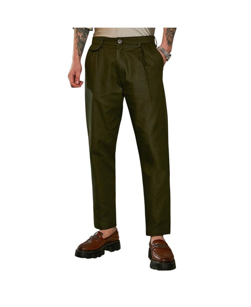 Men's Juniper Green Striped Tailored Trousers