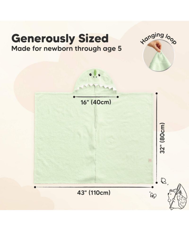 PlayPals Baby Towels with Hood for Girls, Boys, 100% Soft Cotton Hooded Bath Towels for Newborn, Kids