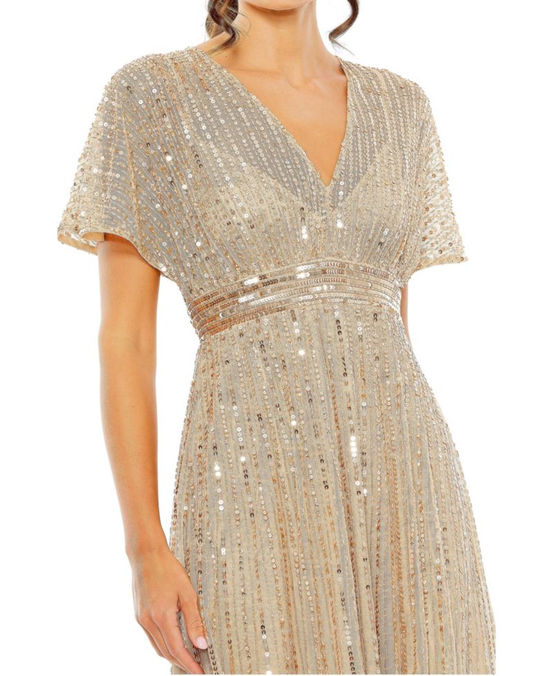 Women's A Line Embellished Short Sleeve Dress