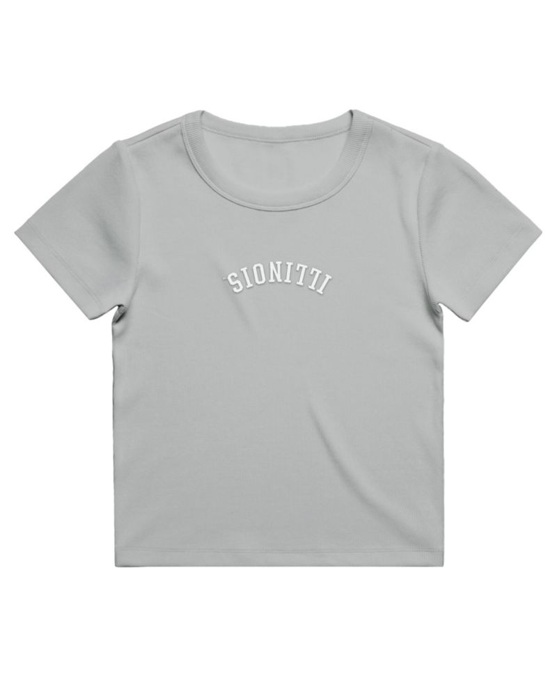 Women's Gray Illinois Fighting Illini Upside Down Embroidery Ribbed Cropped T-Shirt
