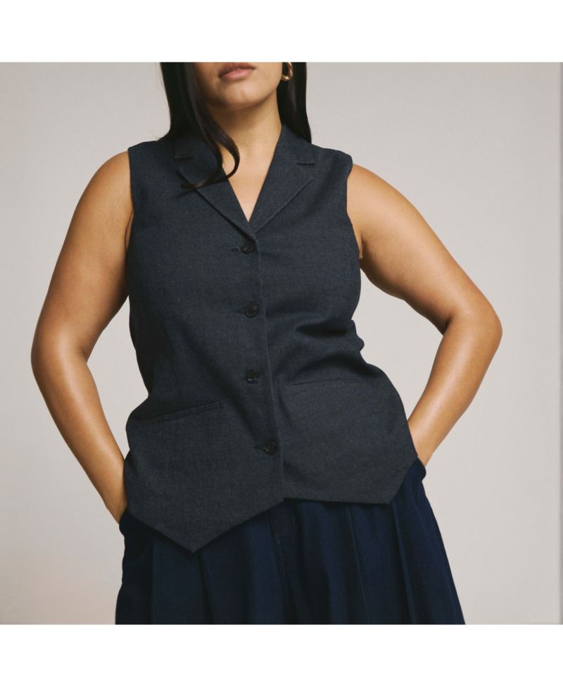 Plus Size Denim Look Vest