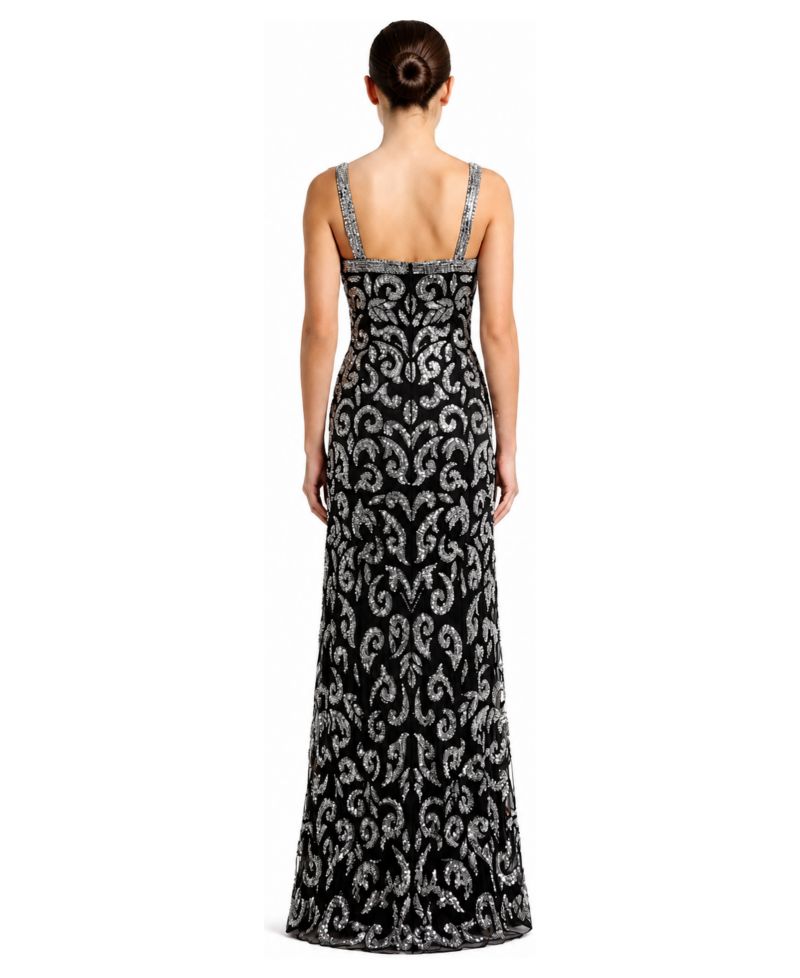 Plus Size Beaded Halter Front-Slit Dress