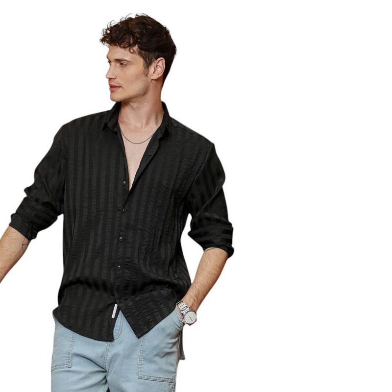 Men's Onyx Black Candy-Striped Shirt