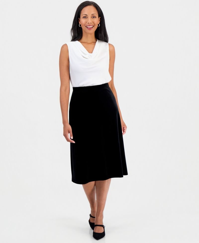 Women's A-Line Midi Velvet Skirt