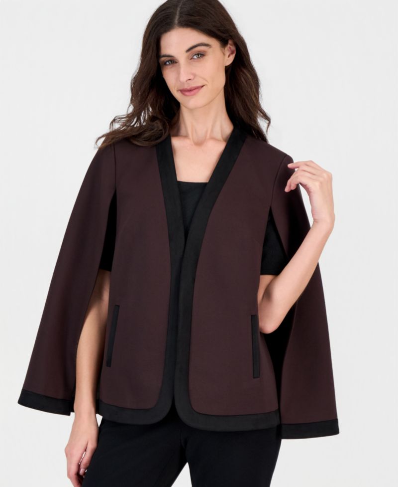 Women's Compression Faux Suede Trim Cape