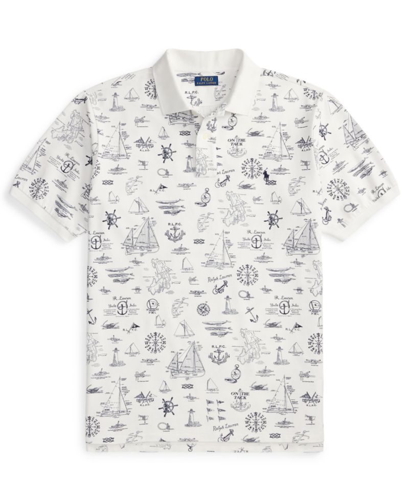 Men's Big & Tall Short-Sleeve Nautical Print Mesh Polo Shirt