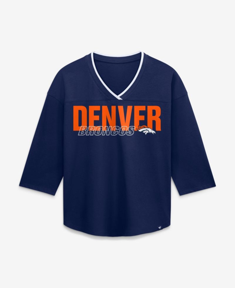 Women's Denver Broncos Team First Deceptive Juke 3/4-Sleeve V-Neck T-Shirt