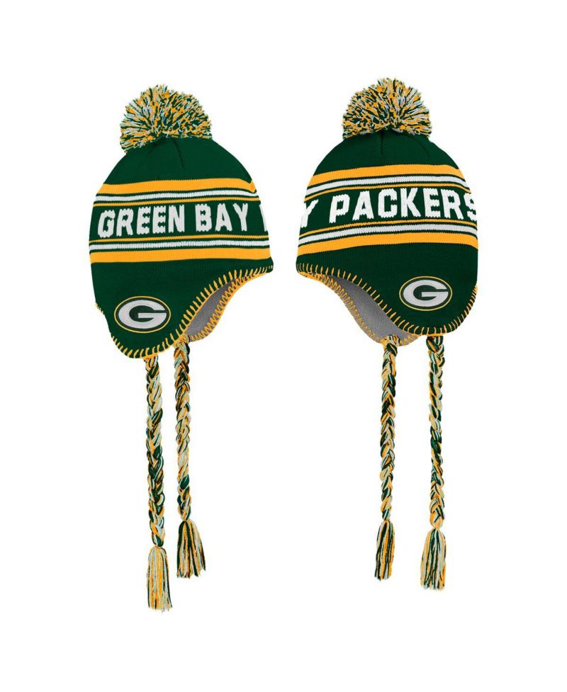 Preschool Green Green Bay Packers Jacquard Tassel Knit Hat with Pom