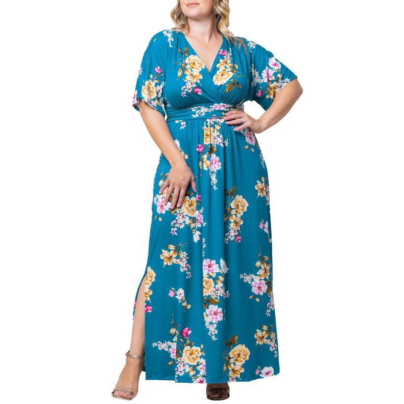 Plus Size Vienna Kimono Sleeve Long Maxi Dress