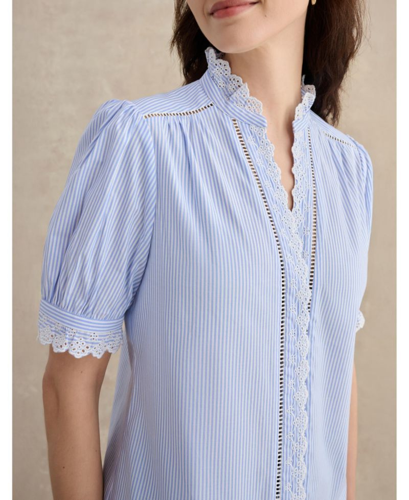 Women's Naima Scalloped Lace Trim Pintuck Blouse