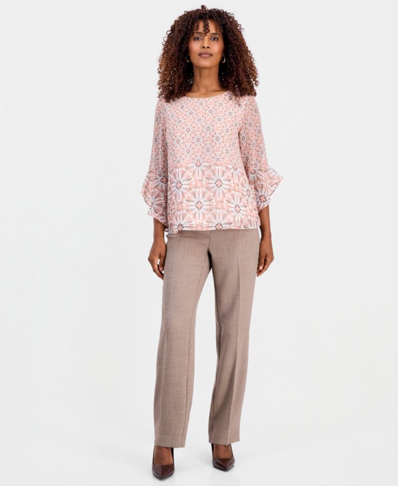 Petite Printed 3/4-Sleeve Top