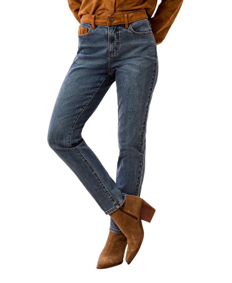 Women's Audrey Mid-Rise Slim Suede-Detail Jeans