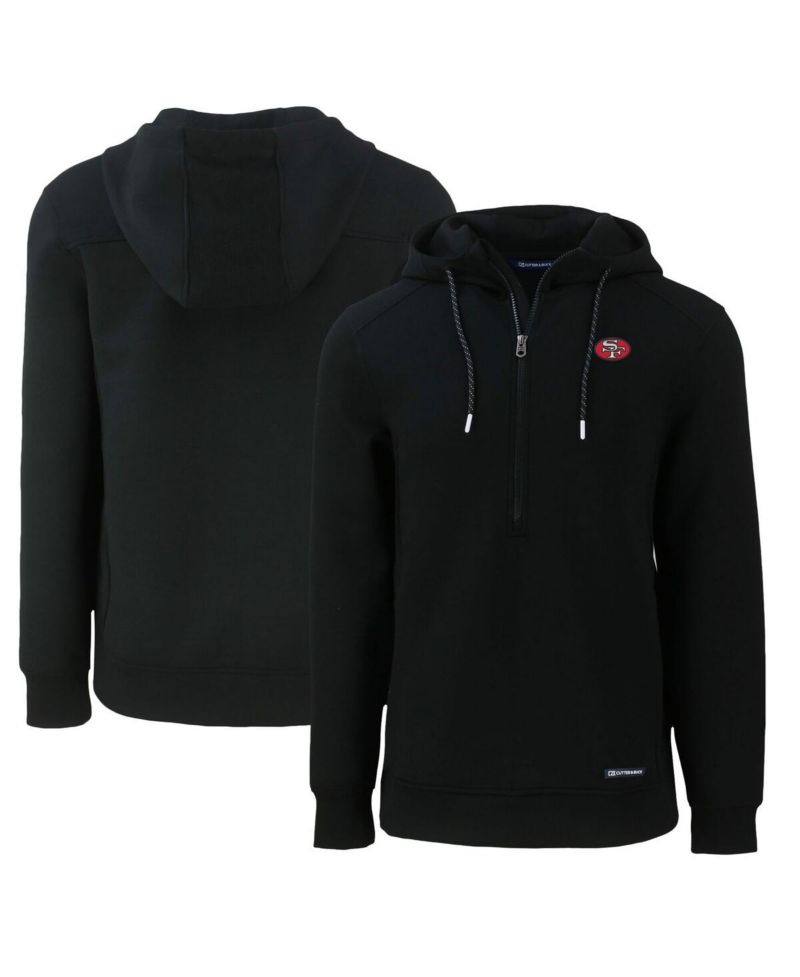 Men's Black San Francisco 49ers Throwback Roam Eco Half-Zip Pullover Hoodie